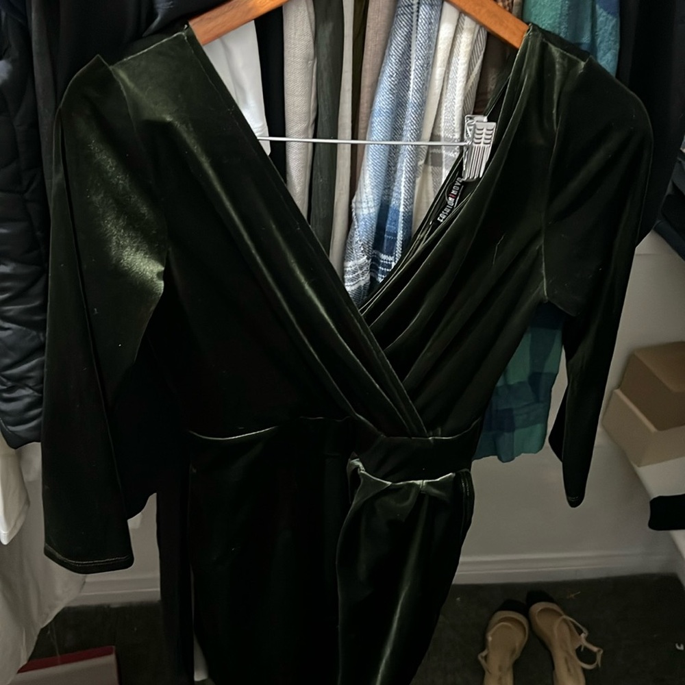 Green suede dress